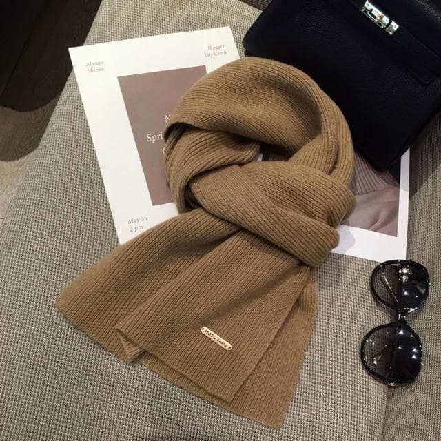 梵花 韓系美拉德色百搭100%純羊毛圍巾女加長披肩情侶純色羊絨圍脖