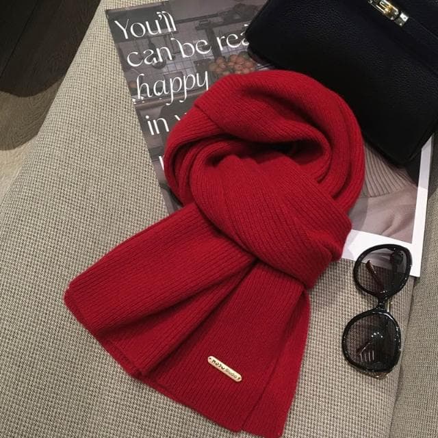 梵花 韓系美拉德色百搭100%純羊毛圍巾女加長披肩情侶純色羊絨圍脖