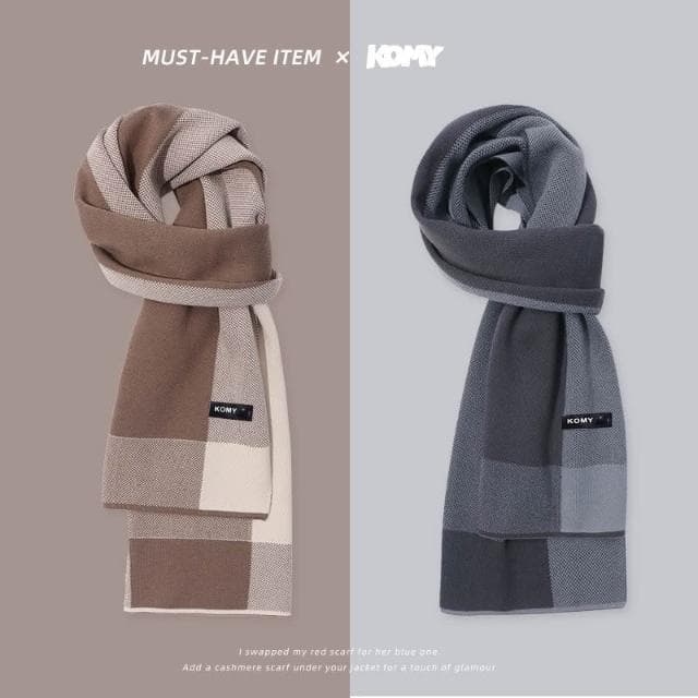 圍巾男秋冬防寒保暖休閑韓版百搭灰色英倫風圍脖情侶生日禮物 圍巾男 男生圍巾 脖圍 圍脖 保暖圍巾 圍巾披肩 針織圍巾