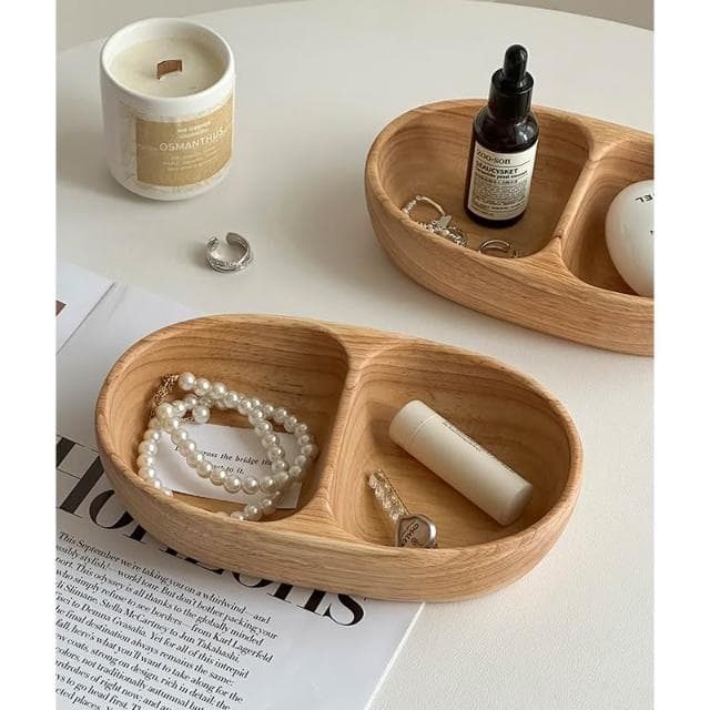 梵花 高級精緻黑胡桃木紋首飾盒小型飾品托盤戒指項鍊耳飾手錶收納盒子