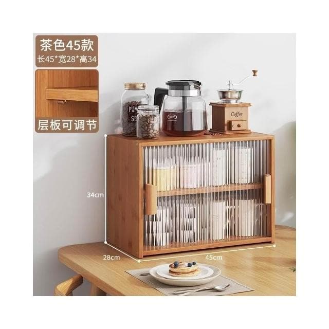 桌上收納櫃 杯子收納櫃 辦公室放茶具水杯置物架 收納櫃 廚房餐具防塵儲物櫃 餐具收納櫃
