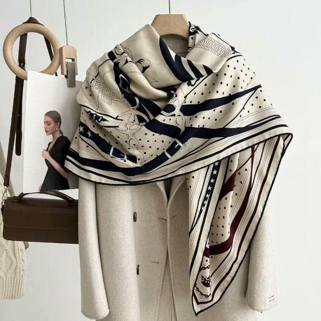 好夢想精品館  雙面異色真絲羊毛140絲巾重工高級感絲毛大披肩秋冬百搭保暖圍巾