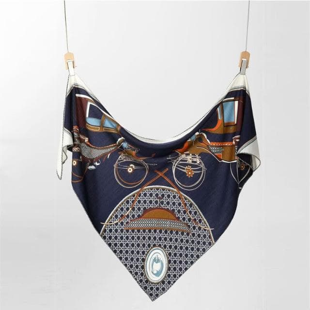 好夢想精品館  高檔真絲羊毛大三角巾印花大氣春秋氣質保暖辦公室圍巾女披肩