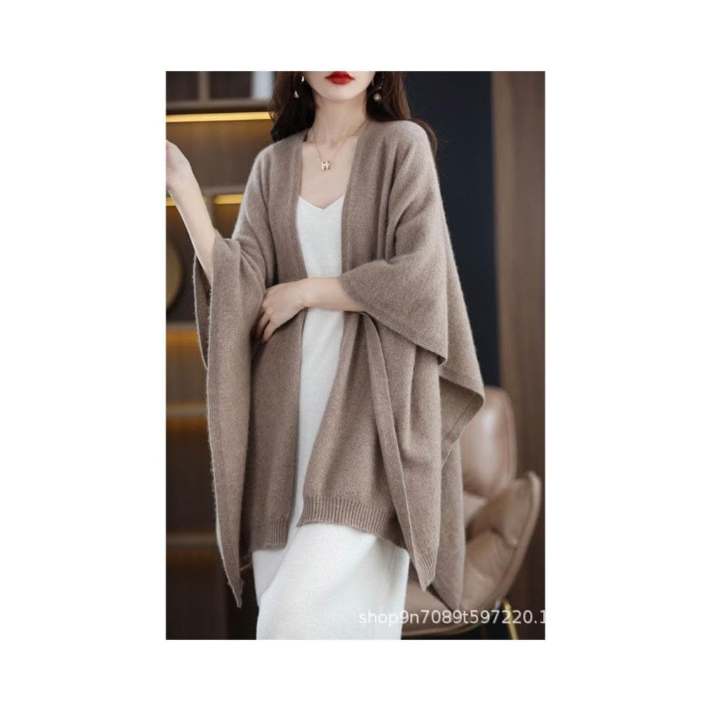 好夢想精品館  美麗諾純羊毛鬥篷超大披肩羊絨圍巾加厚保暖2024秋冬季百搭女黑色