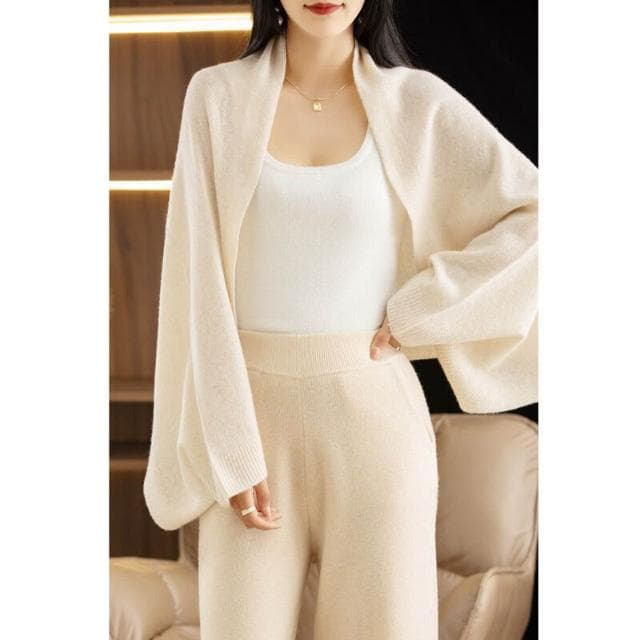 好夢想精品館  新款百搭多功能純羊毛披肩女純色寬松圍巾氣質圍脖保暖外套潮