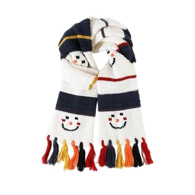 【ZOII 佐壹】聖誕厚磅流蘇針織圍巾 雪人圍巾 冬天保暖圍巾 針織圍巾 冬季圍巾 可愛圍巾 賞雪 聖誕禮物#322011