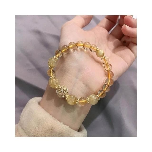 【開運堂】招財一夜暴富 黃水晶天然水晶金髮晶手鍊女生手串禮物轉運珠飾品 開運堂