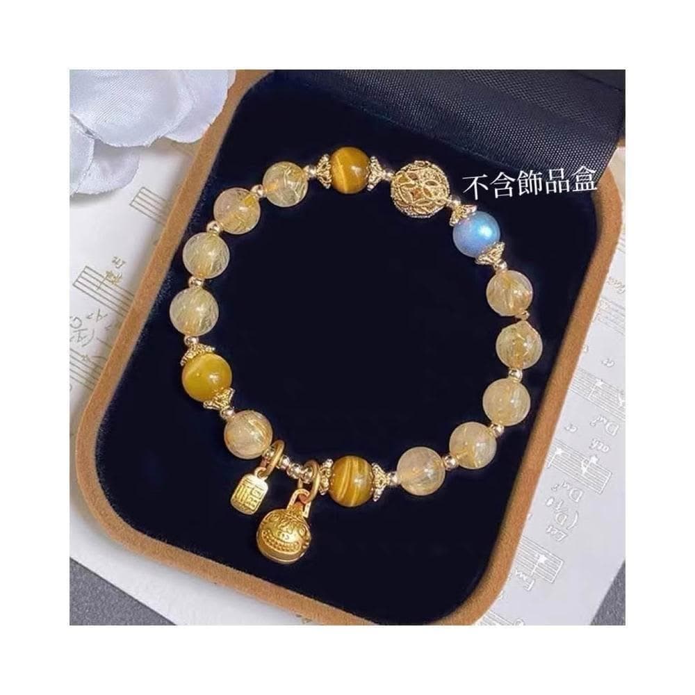 【開運堂】招財一夜暴富 黃水晶天然水晶金髮晶手鍊女生手串禮物轉運珠飾品 開運堂