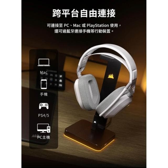 【CORSAIR 海盜船】HS80 MAX 無線耳機麥克風(藍芽耳機 全向麥克風 記憶海綿 杜比音效 跨平台支援)
