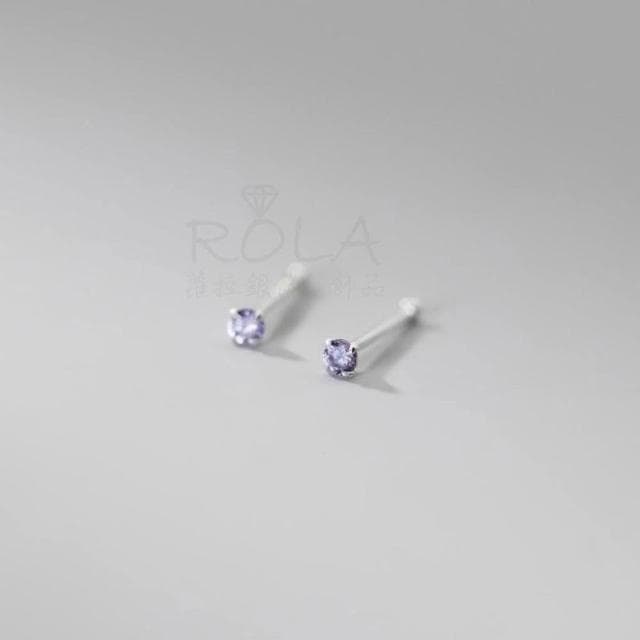 ROLA蘿拉銀飾飾品 {獨家訂製款}(18色/一對價 )2MM水鑽圓珠999足銀純銀養耳棒養耳針固定圓珠免耳堵免後扣 方