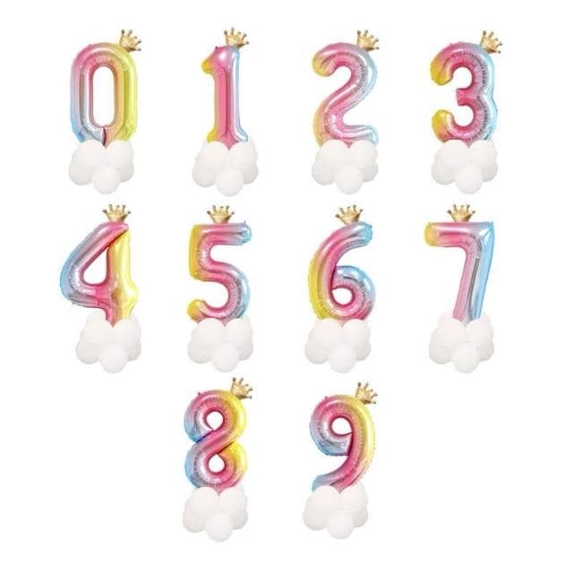 漸層皇冠數字氣球 生日佈置40吋數字 生日禮物 PARTY 慶生 舞會佈置 求婚 結婚 週歲 慶祝
