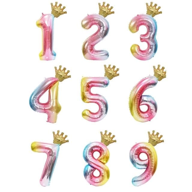 漸層皇冠數字氣球 生日佈置40吋數字 生日禮物 PARTY 慶生 舞會佈置 求婚 結婚 週歲 慶祝
