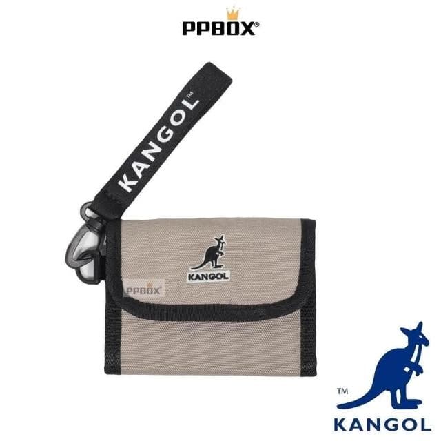 【KANGOL】英國 袋鼠 零錢包  61251785(錢包 三層 皮夾 短夾 尼龍 防潑水 防水 多夾層 手拿包)