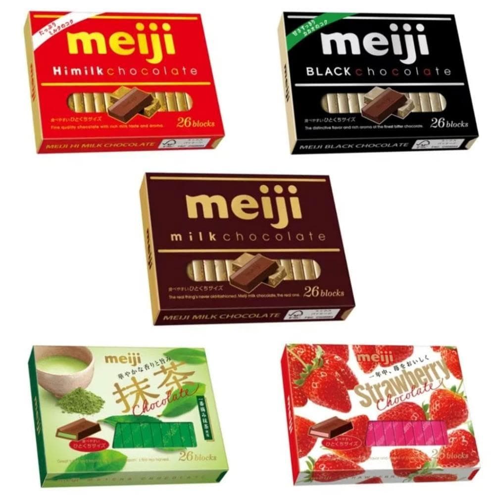 【Meiji 明治】+爆買日本+ 鋼琴可可塊 濃牛奶可可/黑可可/草莓可可/抹茶可可 夾心 盒裝