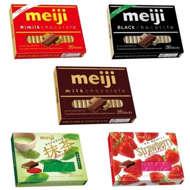【Meiji 明治】+爆買日本+ 鋼琴可可塊 濃牛奶可可/黑可可/草莓可可/抹茶可可 夾心 盒裝