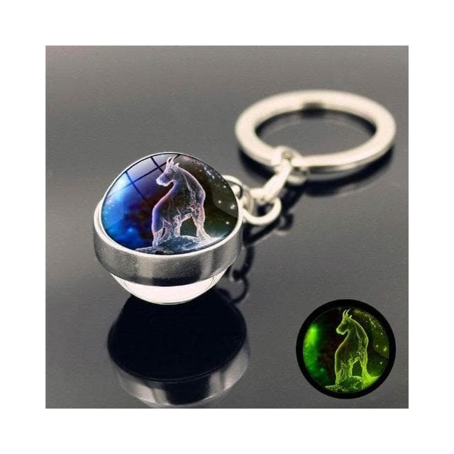 夜光星座鑰匙扣 雙面水晶球鑰匙圈 金屬鑰匙圈吊飾 生日禮物 掛飾 台灣出貨