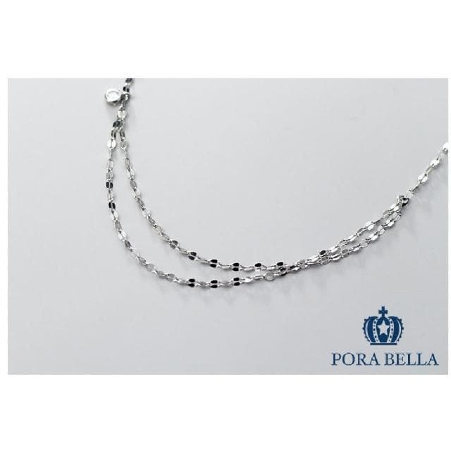 【Porabella】925純銀小鋯石雙鍊項鍊 小眾設計款ins風 情人節禮物 生日禮物 Necklace
