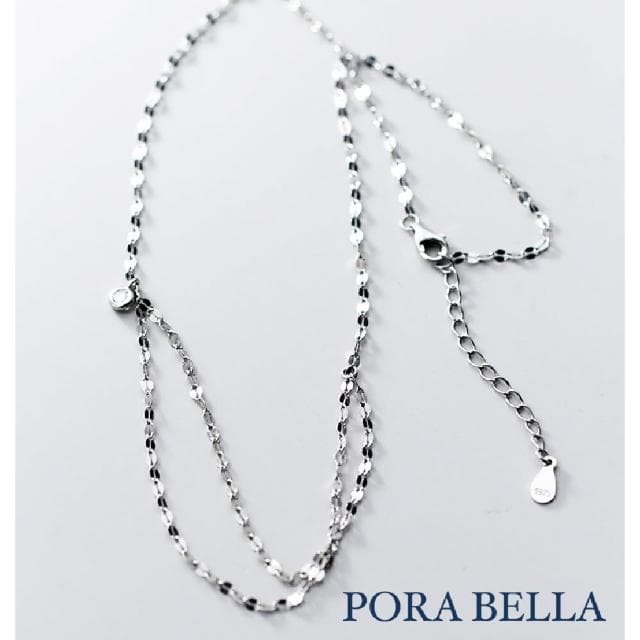 【Porabella】925純銀小鋯石雙鍊項鍊 小眾設計款ins風 情人節禮物 生日禮物 Necklace