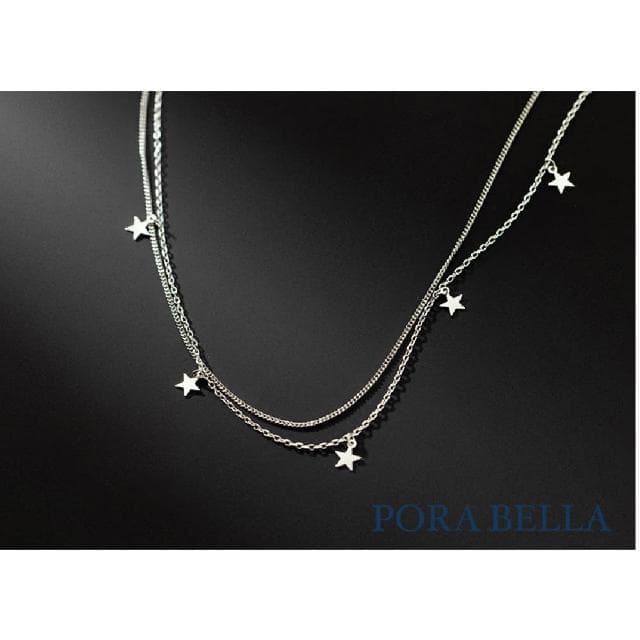 【Porabella】925純銀星星雙鍊項鍊 小眾設計款ins風 情人節禮物 生日禮物 Necklace