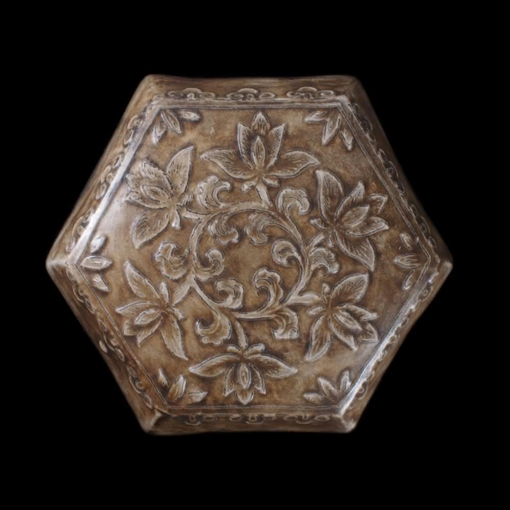 《博古珍藏》宋 定窯白釉刻花卉紋六方粉盒 早期收藏 老件文物瓷器