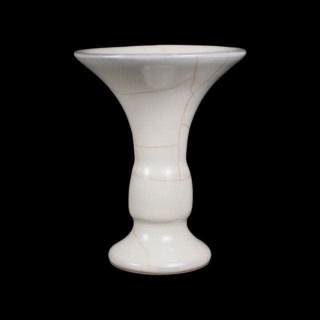 《博古珍藏》宋 官窯月白釉花觚 早期收藏 老件花瓶瓷器