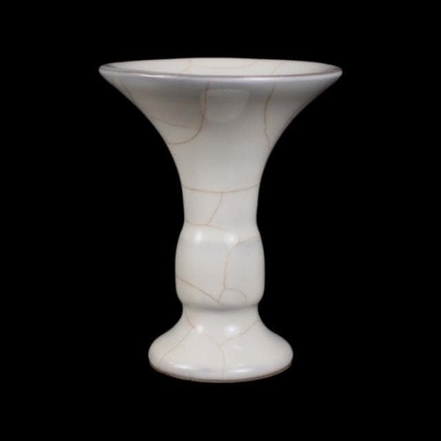 《博古珍藏》宋 官窯月白釉花觚 早期收藏 老件花瓶瓷器