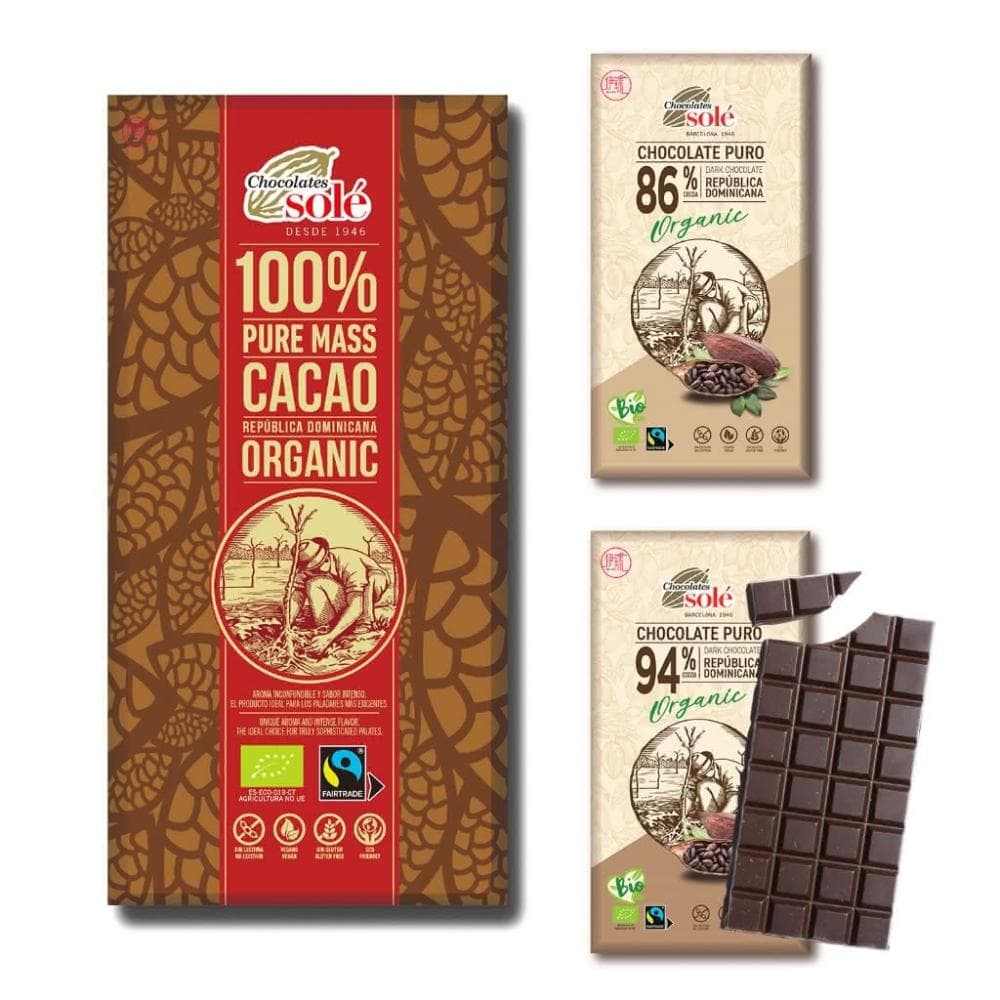 ❰西班牙Sole收淚❱黑巧克力⟪純100%/94%/86%⟫歐盟認證+公平貿易100g 無糖可可粉 Cacao 生巧克力塊 純素 無麩質