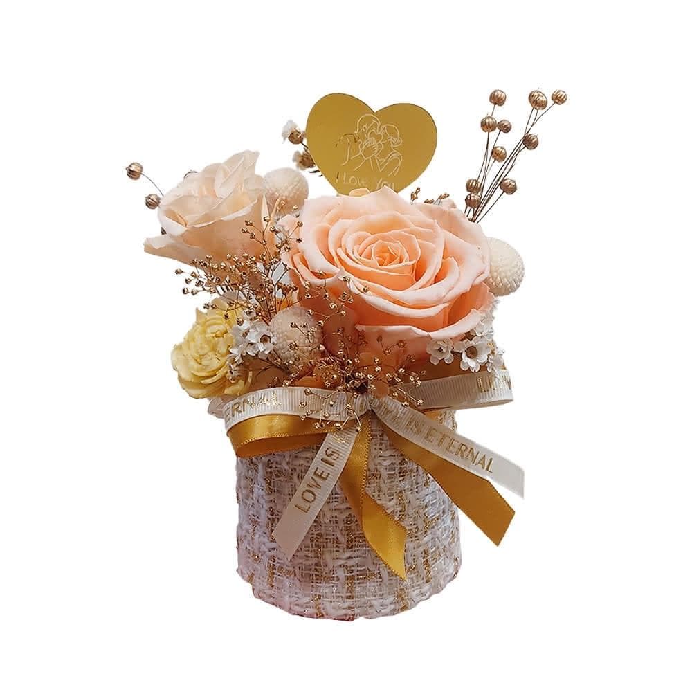 KIRA與花花藝小香風永生花盆花/心有暖陽/橘(生日禮物 情人節禮物 送禮 永生花 開幕送禮 喬遷)