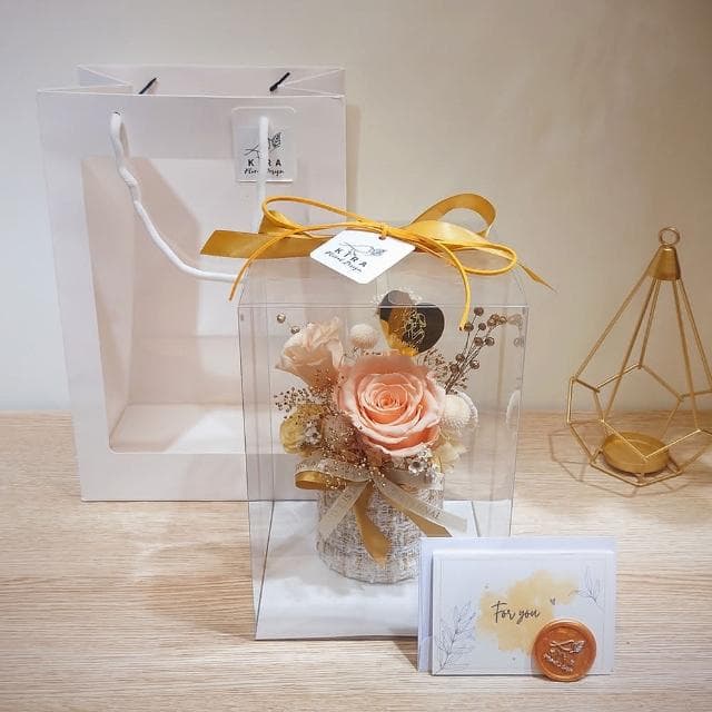 KIRA與花花藝小香風永生花盆花/心有暖陽/橘(生日禮物 情人節禮物 送禮 永生花 開幕送禮 喬遷)