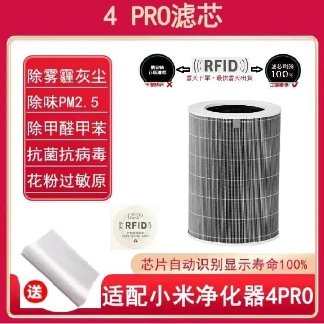 Xiaomi 小米 米家 空氣淨化器 4Pro 抗菌抗病毒除甲醛專用濾芯濾網 活性碳濾心 PM2.5 除臭