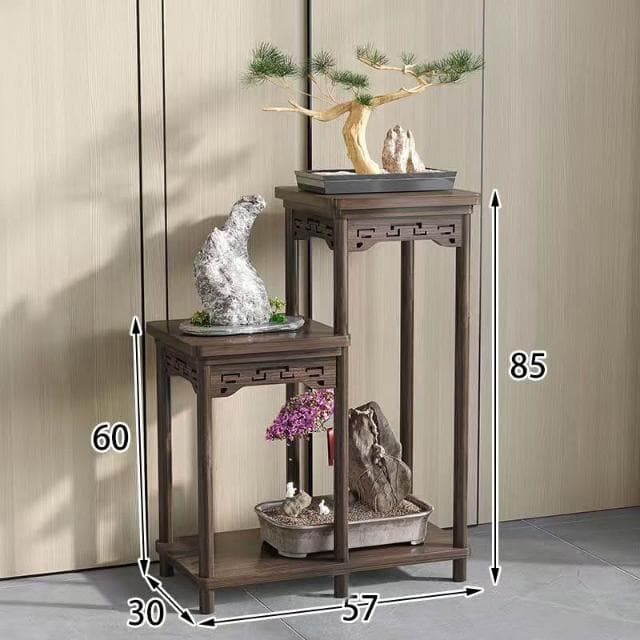 限時特惠🔥室內花架子客廳落地置物架實木新款高端擺件花盆架中式綠蘿植物架 聚寶盆架 盆栽架 展示邊桌 花瓶架 古董架