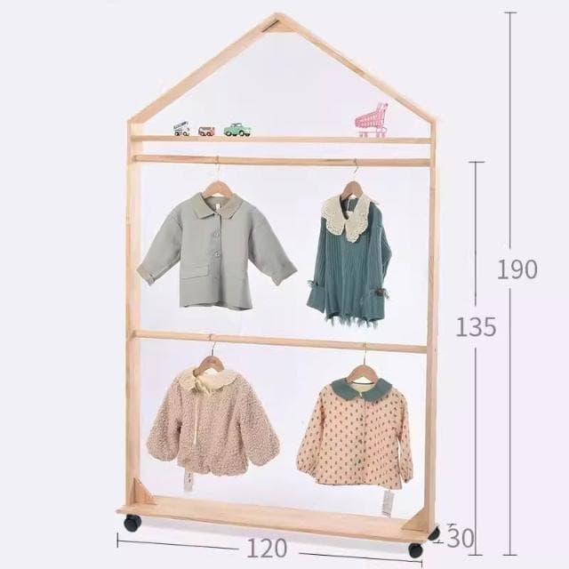 免運 可開髮票 兒童衣帽掛衣架臥室落地嬰幼兒可愛衣架掛衣桿實木收納衣服架子 兒童衣帽架落地 掛衣架 幼兒衣物收納置物架