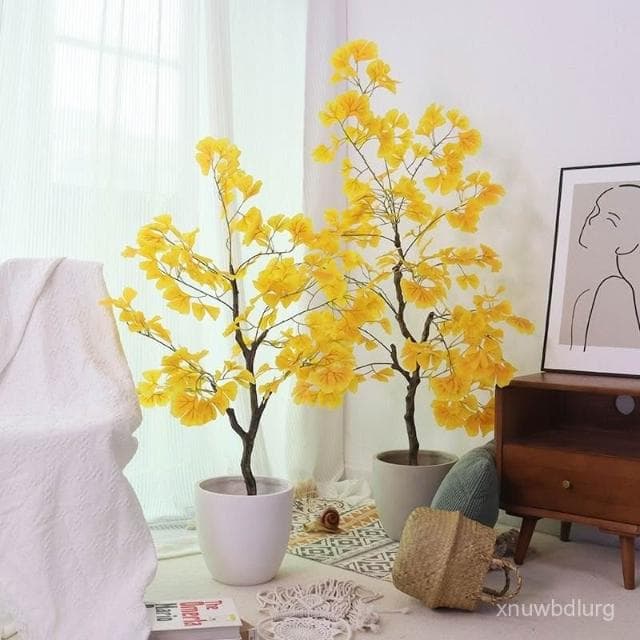 免運/下殺 仿真銀杏樹 人造盆栽 仿真植物 人造樹假植物 假盆栽 室內居家裝飾 落地盆造景 假花樹仿真