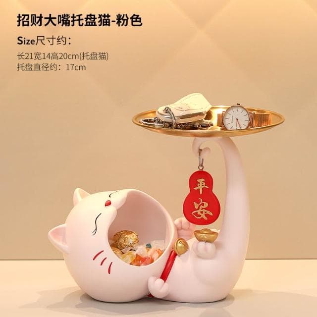 招財貓玄關鑰匙收納擺件入戶鞋櫃客廳桌面置物架家居裝飾喬遷禮品