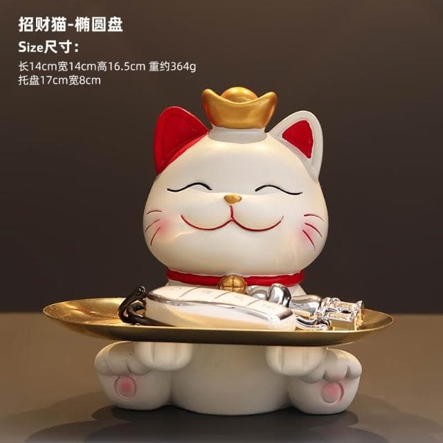 招財貓玄關鑰匙收納擺件入戶鞋櫃客廳桌面置物架家居裝飾喬遷禮品