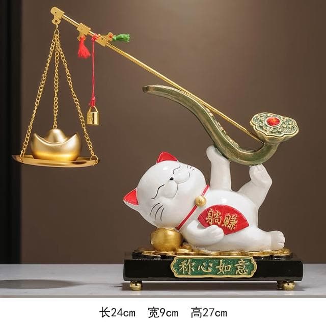 一桶金招財貓擺件喬遷開業禮物新中式客廳電視櫃公司收銀臺裝飾品