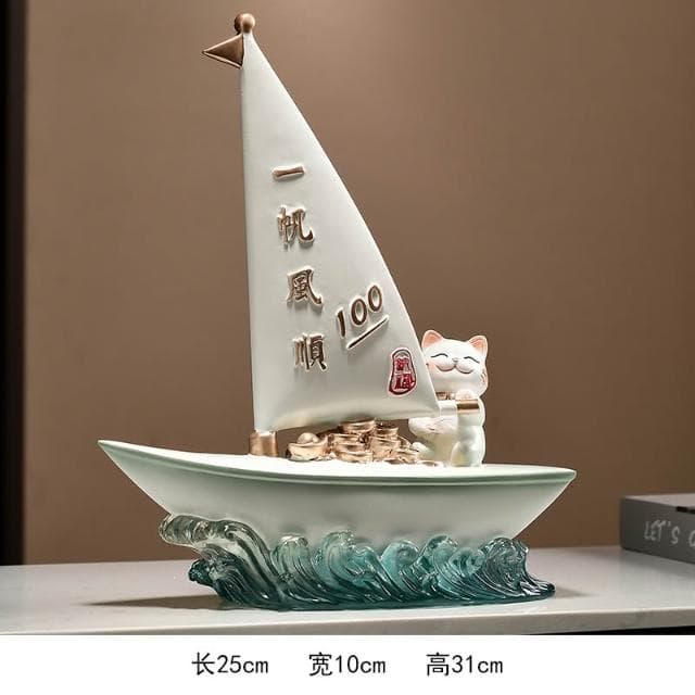 一桶金招財貓擺件喬遷開業禮物新中式客廳電視櫃公司收銀臺裝飾品