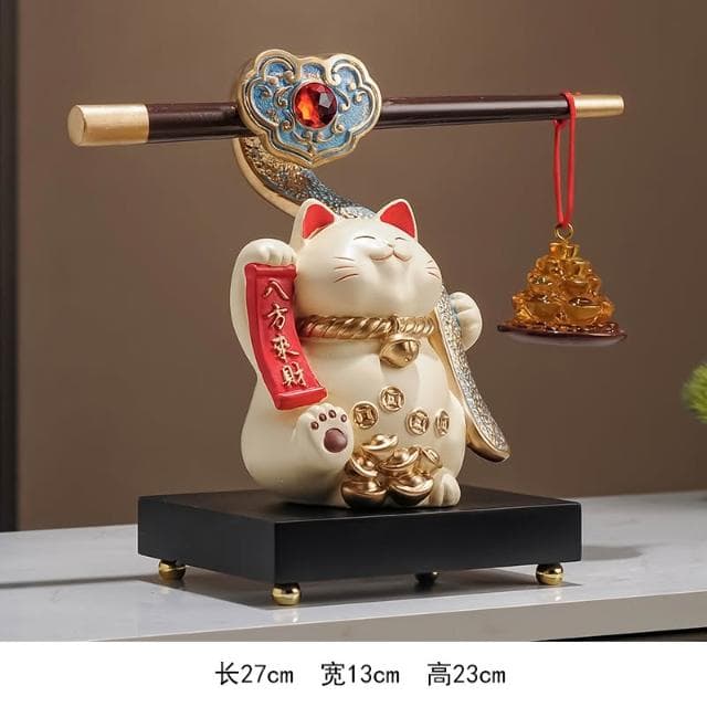 一桶金招財貓擺件喬遷開業禮物新中式客廳電視櫃公司收銀臺裝飾品