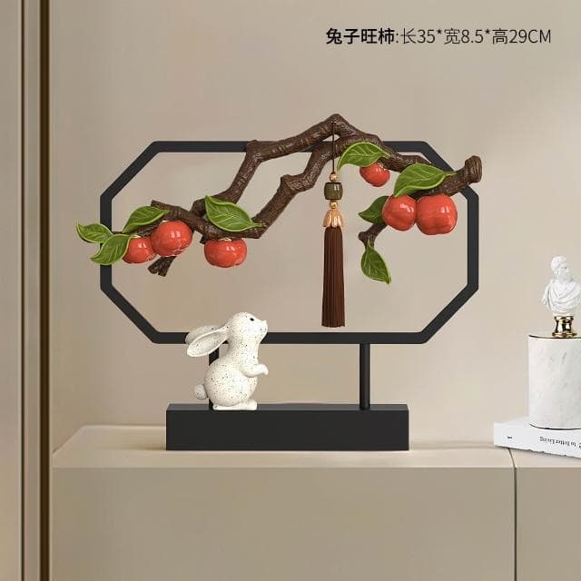 柿柿如意柿子家居飾品玄關櫃擺件新中式客廳酒櫃裝飾喬遷之喜禮物