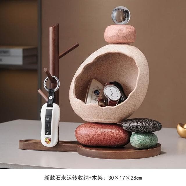 招財貓放鑰匙收納置物架擺件入戶門口玄關客廳喬遷新居禮品裝飾品