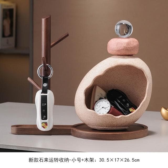 招財貓放鑰匙收納置物架擺件入戶門口玄關客廳喬遷新居禮品裝飾品