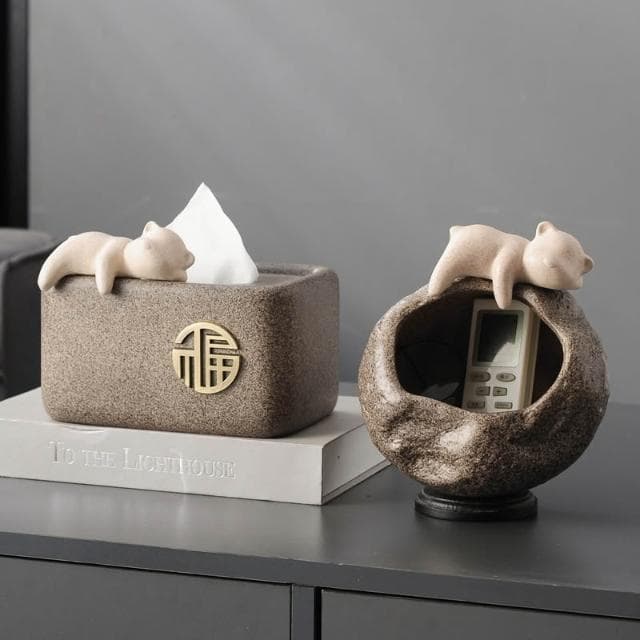 招財貓放鑰匙收納置物架擺件入戶門口玄關客廳喬遷新居禮品裝飾品