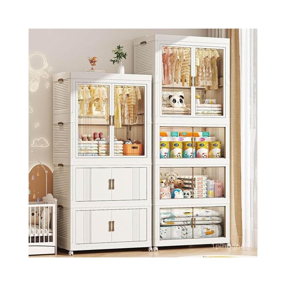 兒童衣櫃寶寶衣物收納櫃嬰兒衣櫥免安裝儲物櫃置物櫃家用臥室透明 衣櫃 衣櫥 收納櫃 置物櫃 儲物櫃