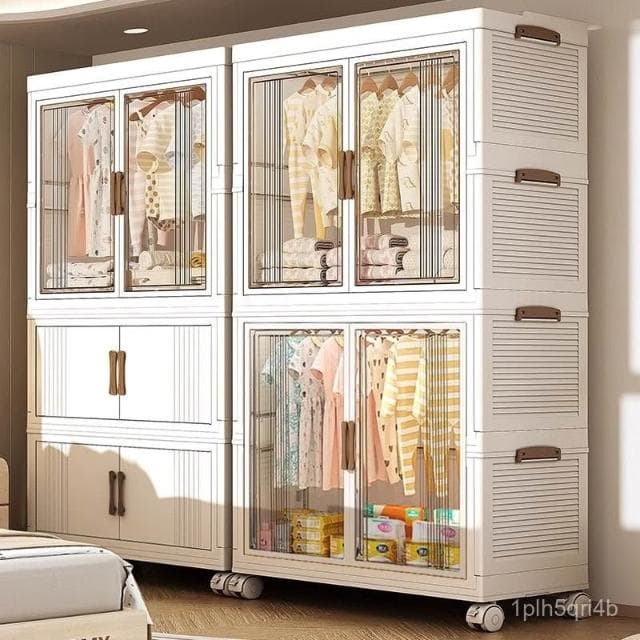 兒童衣櫃寶寶衣物收納櫃嬰兒衣櫥免安裝儲物櫃置物櫃家用臥室透明 衣櫃 衣櫥 收納櫃 置物櫃 儲物櫃