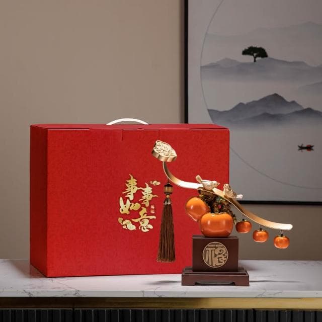 柿柿如意擺件裝飾品送人喬遷新居搬家之喜入宅全套禮品禮物2024
