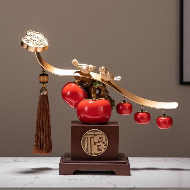 柿柿如意擺件裝飾品送人喬遷新居搬家之喜入宅全套禮品禮物2024
