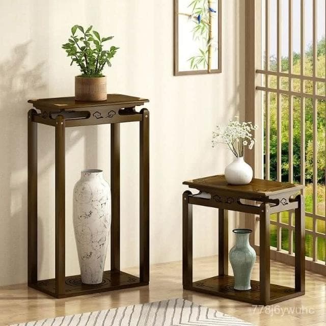 新品特惠 花架陽臺簡約裝飾花盆架室內落地實木花臺吊蘭架新中式家用植物架 聚寶盆架 盆栽架 展示邊桌 多肉花架