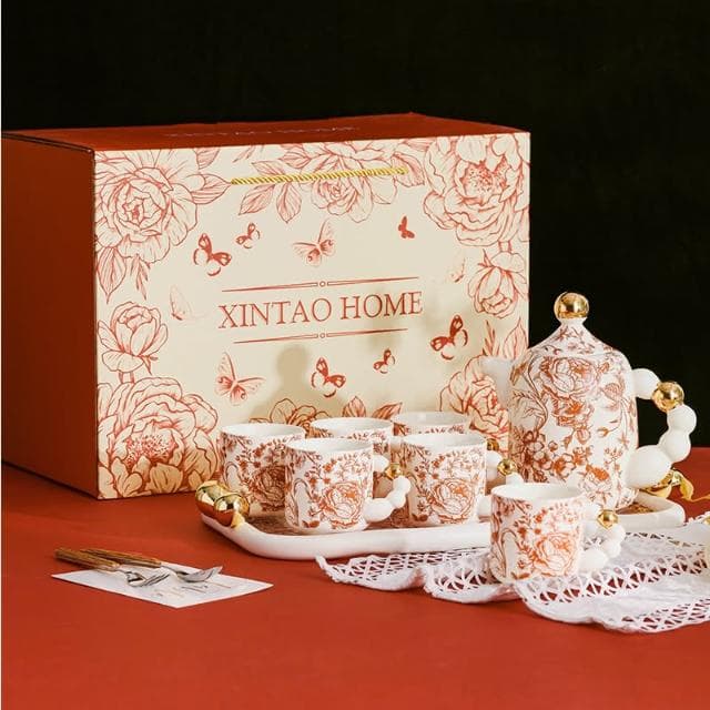 四季風家居 輕奢風陶瓷水杯家用套裝茶杯茶具茶壺客廳新婚喬遷生日禮物