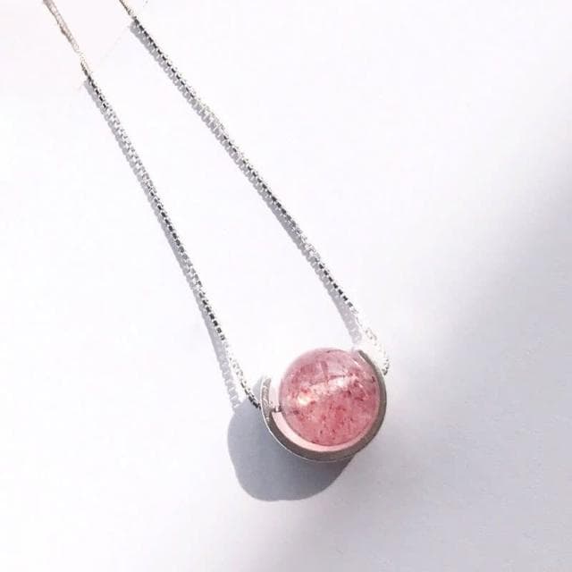 【開運堂】🔥現貨🔥鎖骨鏈 草莓晶灰月光石白金款鎖骨鏈生日項鍊招桃花穩定愛情 開運堂