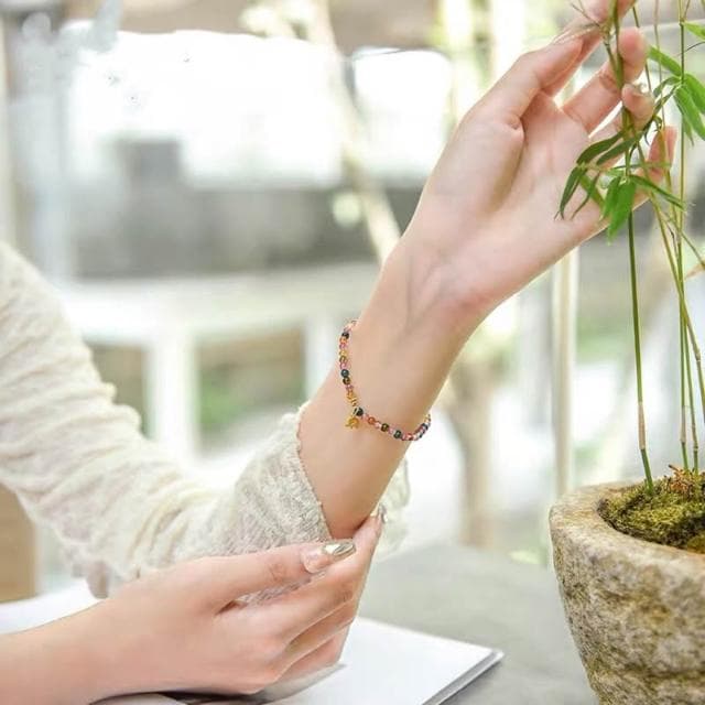 【開運堂】現貨 S925銀 萬象回春 極細天然彩虹小象吊墜碧璽手串手鍊質感禮物 開運堂